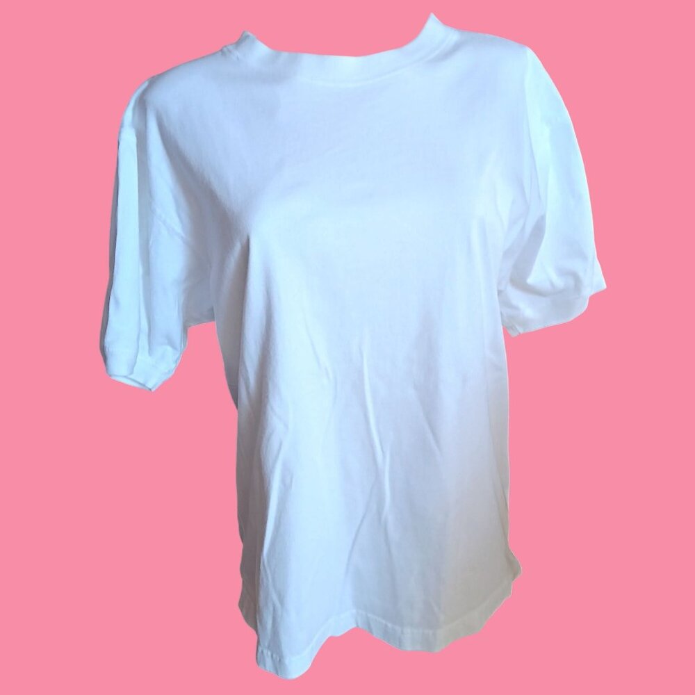 Vintage 90's T-shirt Top Large Womens Austin Hill White Crewneck Cotton Made USA